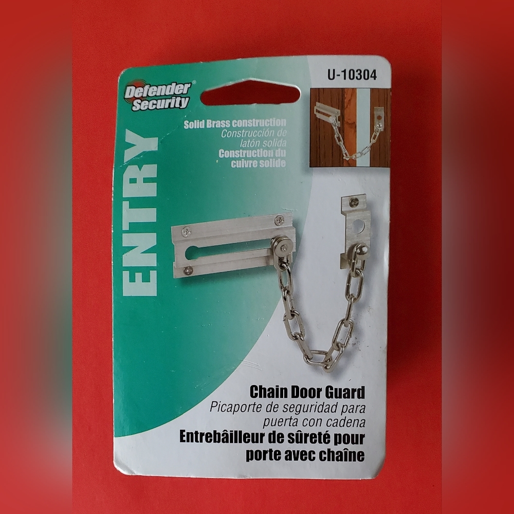 Defender Security Solid Brass Chain Door Guard
